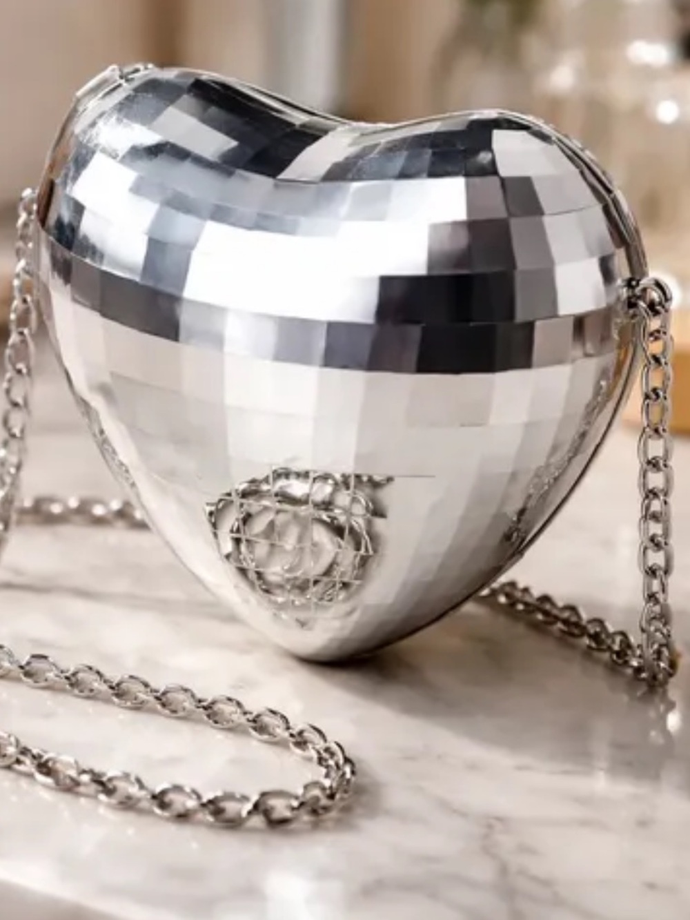 Kate Spade Silver Disco Heart Crossbody Bag NWT - Picture 3 of 9